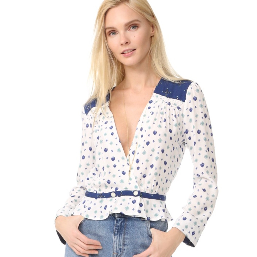SOLD** FREE PEOPLE ‘where we roam’ ivory blouse - Picture 1 of 8